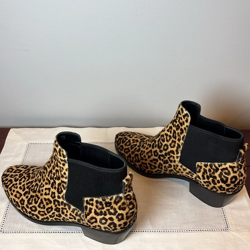 Cole Hann Gia Animal Print Western Calf Hair Chunky Heel Ankle Boots Size 7.5 B
